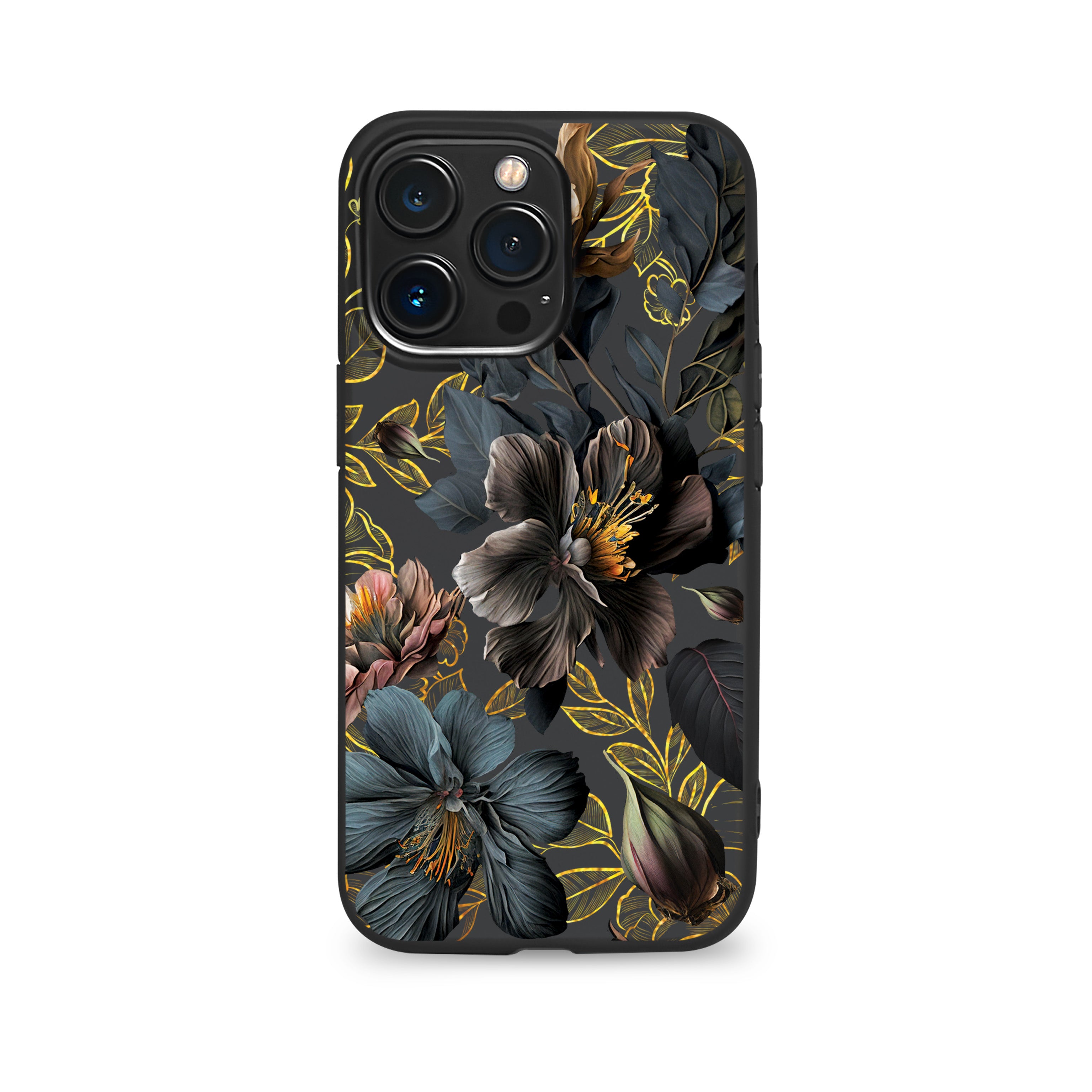Black Flowers phone case for iPhone (Black Premium TPU)