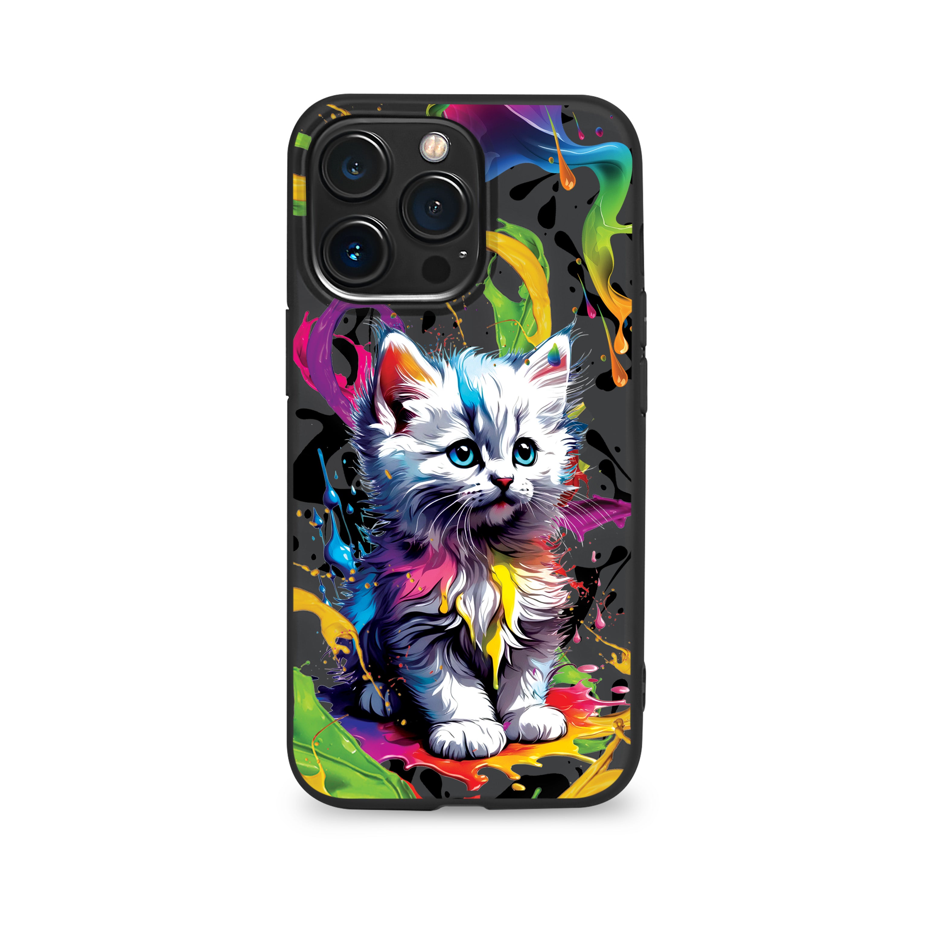 Etui na telefon iPhone Paint Cat (Czarny Premium TPU)